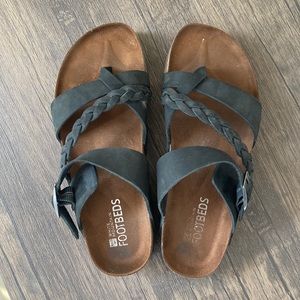 White Mountain Footbeds Black Sandals
